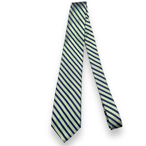 Chaps Mens 100% Silk Dress Tie Hand Made Awning Stripe Pattern‎ 59" 3 3/4" - Picture 2 of 12